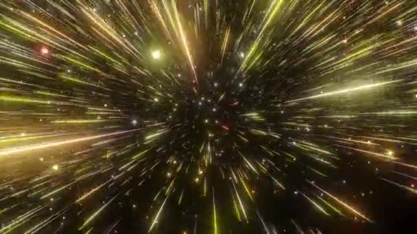 Abstract Hyperspace Background Speed Light Neon Glowing Rays Stars Motion — Stock Video