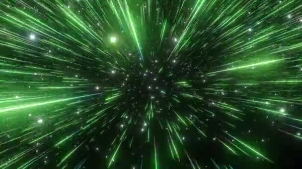 Abstract Hyperspace Background Speed Light Neon Glowing Rays Stars Motion — Stock Video