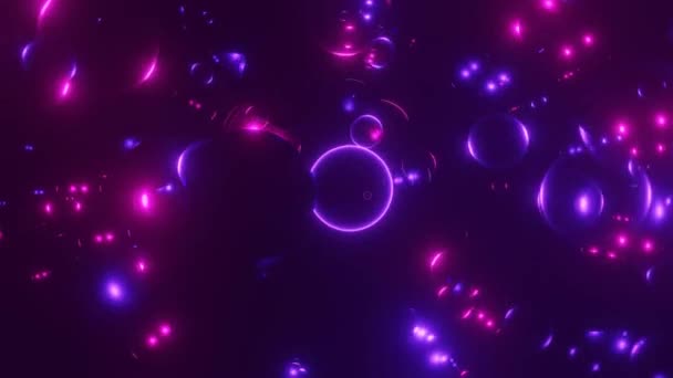 Neonbakgrund Neon Transparent Bollar Flytta Rymden Och Glans Loop Animering — Stockvideo