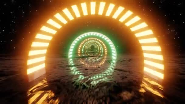 Vjループネオンデジタルトンネル 抽象的な蛍光の背景 ネオンの背景 4Kアニメーションループ — ストック動画