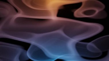 Soyut Neon turuncu ve mavi duman arka plan. Soyut bulut oluşumları ve siyah üzerinde metamorfoz. 4k neon döngü animasyon.