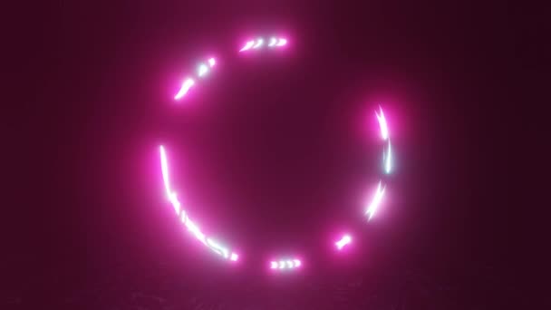 Abstrakter Torus Aus Neonlicht Erscheinen Und Verschwinden Discokugel Abstrakte Ultraviolette — Stockvideo