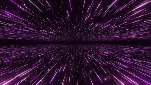 Abstrakt Hyperrymden Bakgrund Ljusets Hastighet Neon Glödande Strålar Och Stjärnor — Stockvideo