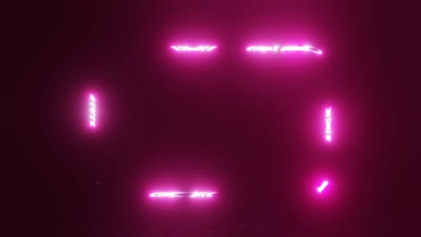 Abstract Neon Licht Afgeronde Rechthoek Verschijnen Verdwijnen Disco Bal Abstracte — Stockvideo