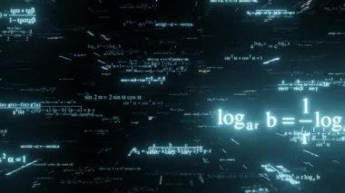 3d matematik formülleri ve grafikleri ile soyut dijital alan render. Büyük veri. Döngü 4k animasyon.