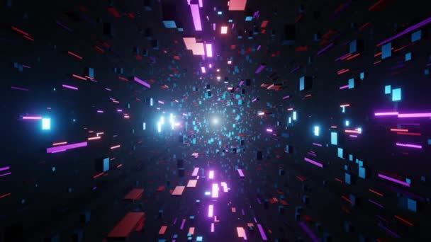 Spazio Astratto Tridimensionale Cubi Diversi Movimento Nello Spazio Sfondo Movimento — Video Stock