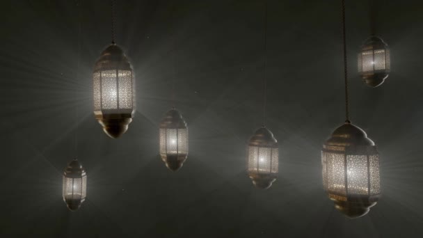 Lampes Arabes Oscillent Luisent Avec Nombreux Rayons Ramadan Eid Moubarak — Video