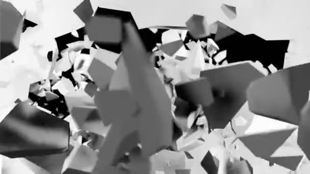 3d rendu de rupture mur de béton, trou, fragments tombant, terre fissurée, trou de balle, destruction