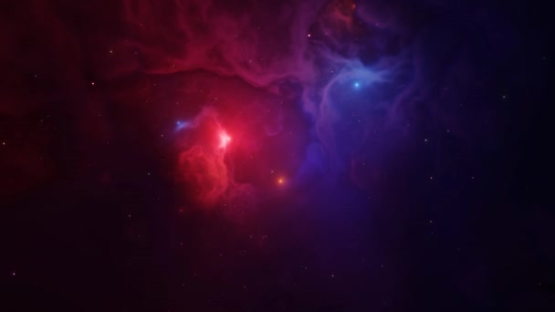 スペース ネブラ ネオン レッド バイオレットの背景 4Kビデオ移動星宇宙背景 3Dアニメーション — ストック動画