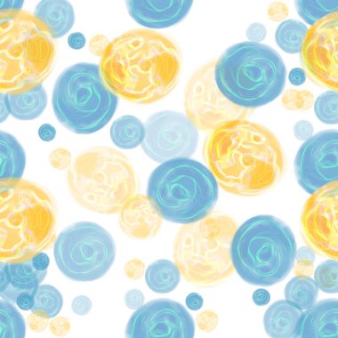 sarı ve mavi kabarcıklar ile dikişsiz vektör deseni