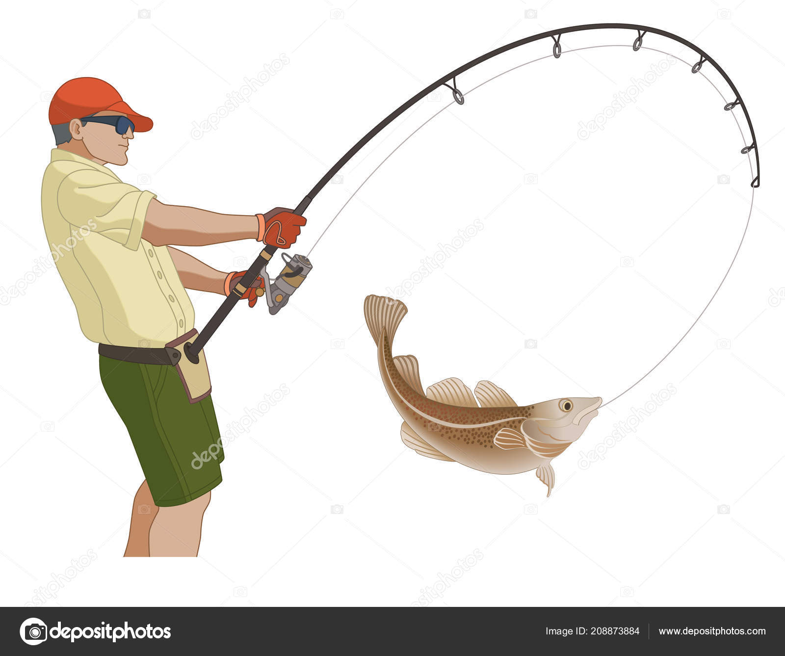 Angling Fishing Fisherman Catching Fish Using Fishing Pole Lure Isolated  Stock Vector by ©jo@raintreestudio.com 208873884