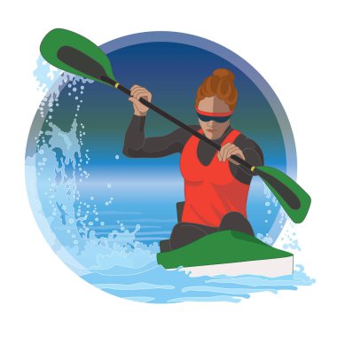 sınır daire arka planda ile suda kadın yarış kayağı