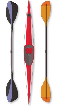 kayık tekne ve beyaz bir arka plan üzerinde izole kürekler 2 stilleri