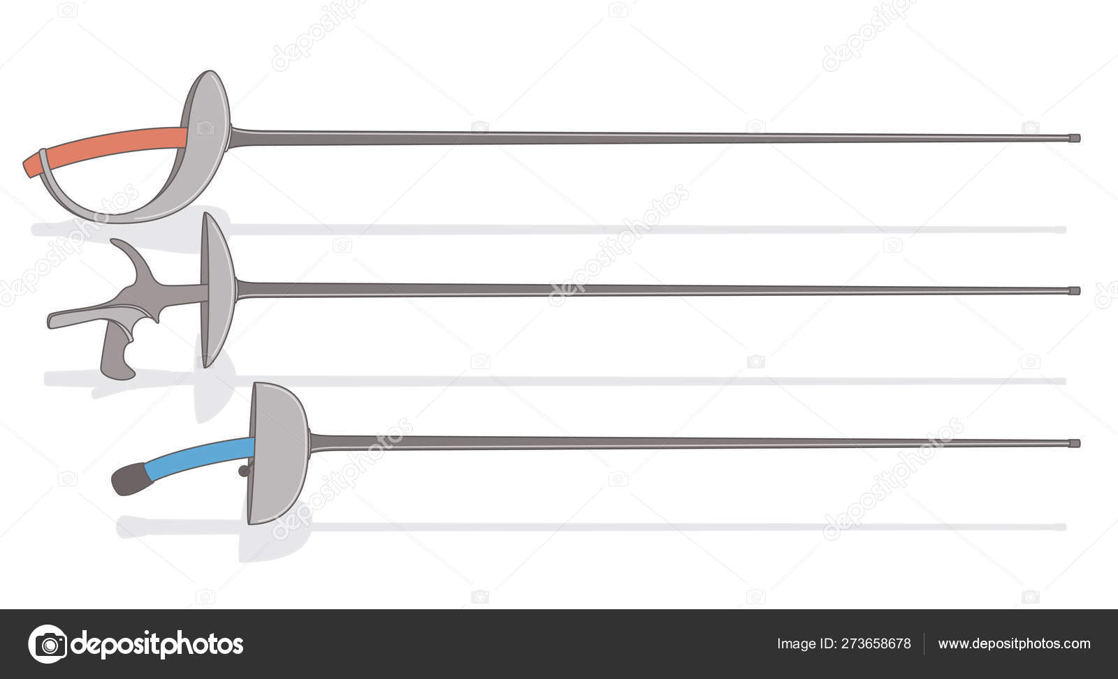 Fencing swords, saber, foil, epee, isolated on white background Stock Vector  by ©jo@raintreestudio.com 273658678, image size:1600x973