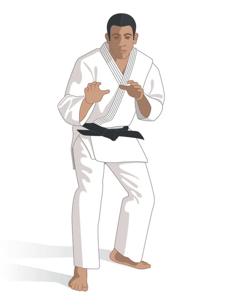 Judo männlicher Athlet isoliert auf weißem Hintergrund — Stockvektor