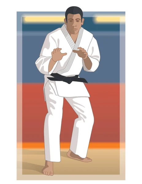 Judo atleta masculino com fundo colorido — Vetor de Stock