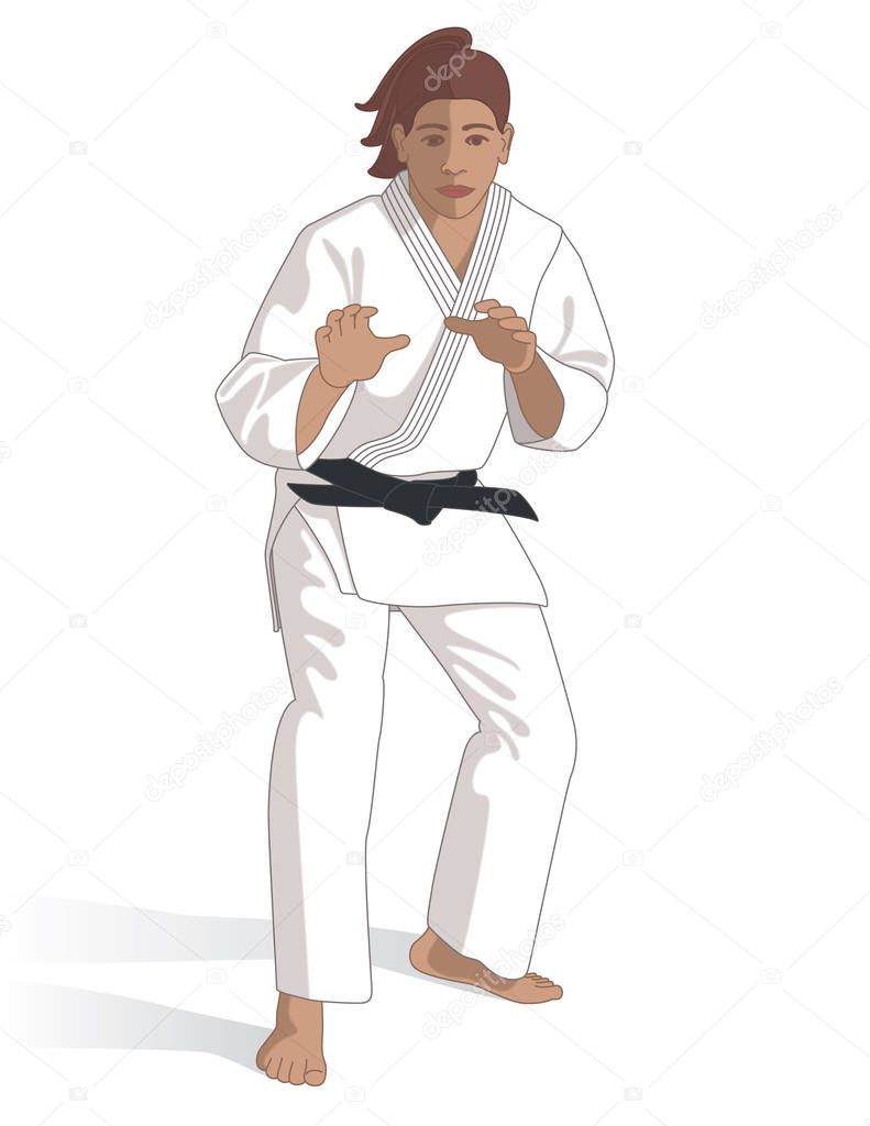 judo female athlete isolated on white background