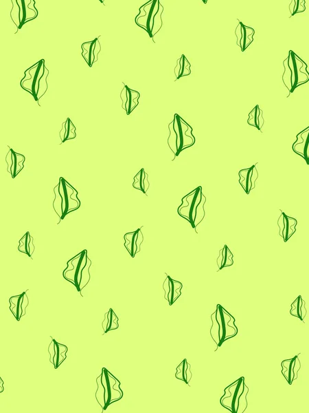 Fundo amarelo abstrato com padrão verde folha-como — Vetor de Stock