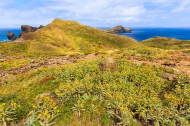 Portekiz, Madeira, kaba kıyı şeridi Panoraması doğa rezerv Ponta de Sao Lourenco, yarımadanın doğu kıyısında
