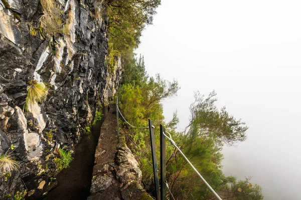 Příkré Propasti Vedle Pěší Stezka Podél Levada Horách Madeira Portugalsko — Stock fotografie
