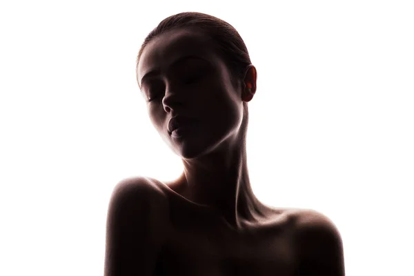 Silhouette der schönen jungen Frau — Stockfoto