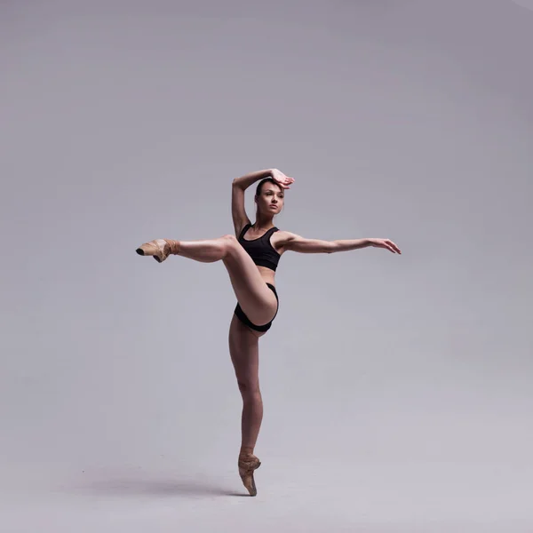 Güzel Bale Dansçısı Pointes 'te Poz Veriyor. — Stok fotoğraf