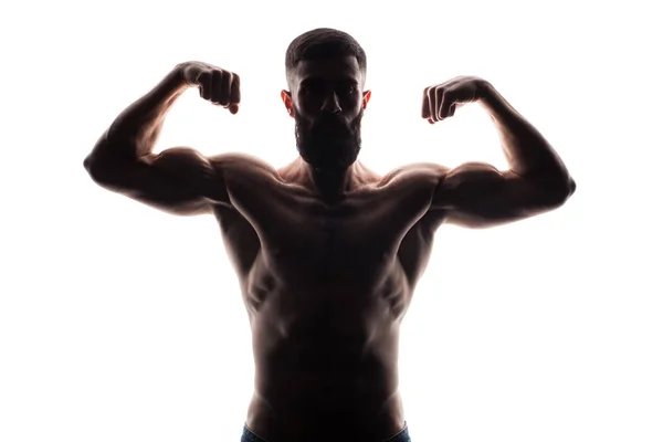 Sportler Bodybuilder Mann isoliert über Weiß — Stockfoto