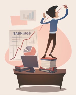 Ticari kazanç grafik büyümüş. Retro tarzı vektör çizim