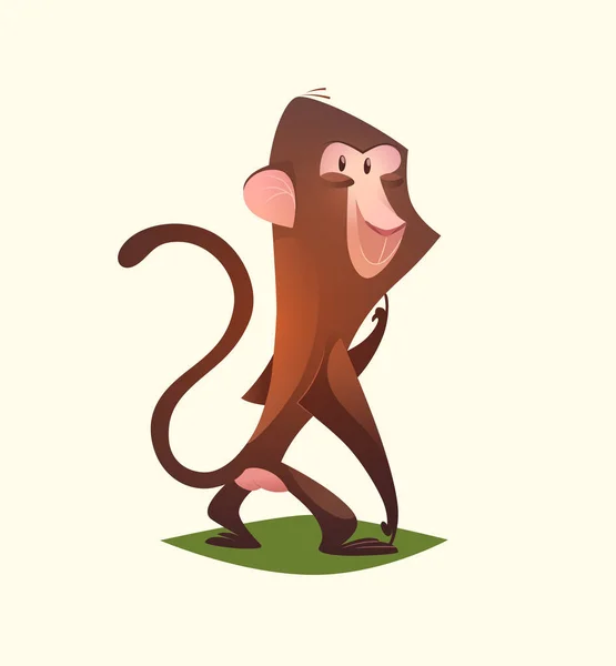 Monkey Karaktär Tecknade Vektorillustration — Stock vektor