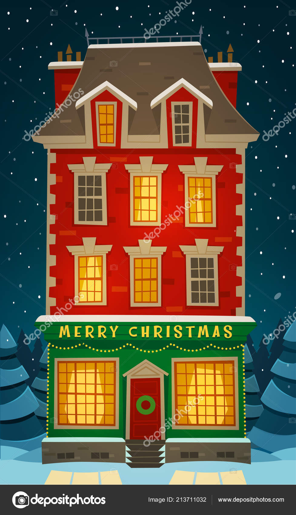Download Holiday House Christmas Card Poster Banner Vector ...