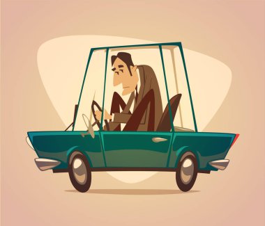 Car. Poster. Vector retro styled illustration clipart