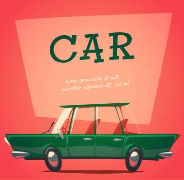 Araba. Poster. Vektör retro illüstrasyon tarz.
