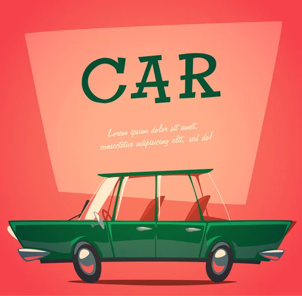 Coche Cartel Ilustración Estilo Retro Vectorial — Vector de stock