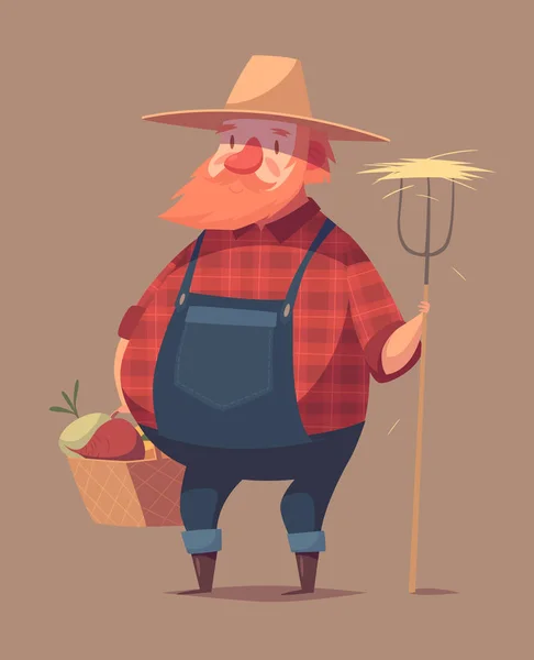 Funny Farmer Character Isolated Vector Illustration — Stock Vector