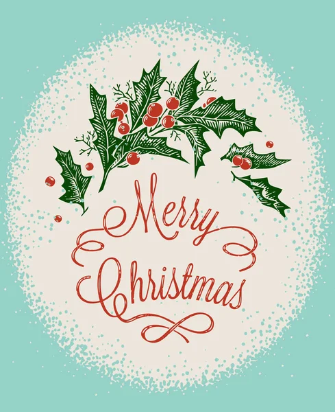 Art Gravure Vintage Noël Carte Voeux Affiche Bannière Illustration Vectorielle — Image vectorielle