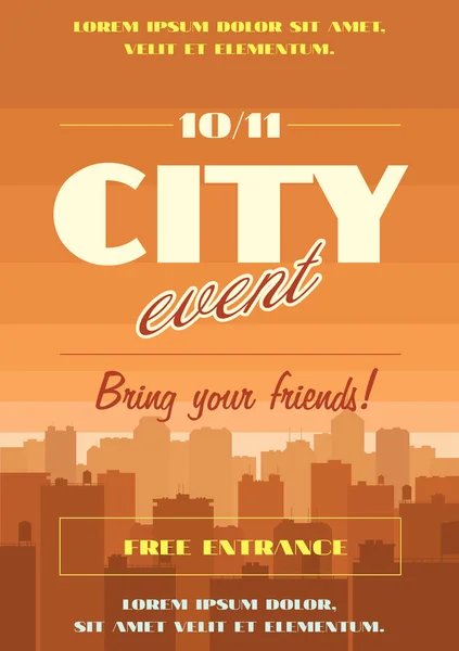 City Event Poster Vector Illustration — Stock Vector