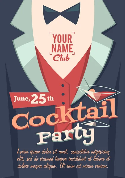Cocktail Party Poster Vector Illustration — Stock Vector