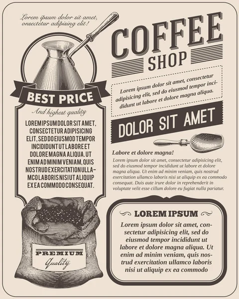Káva Vintage Pamflet Ilustrace — Stockový vektor