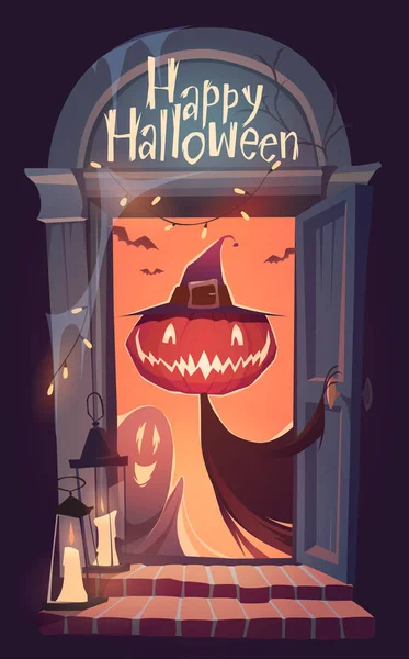 Buon Halloween Card Sfondo Poster Illustrazione Vettoriale — Vettoriale Stock