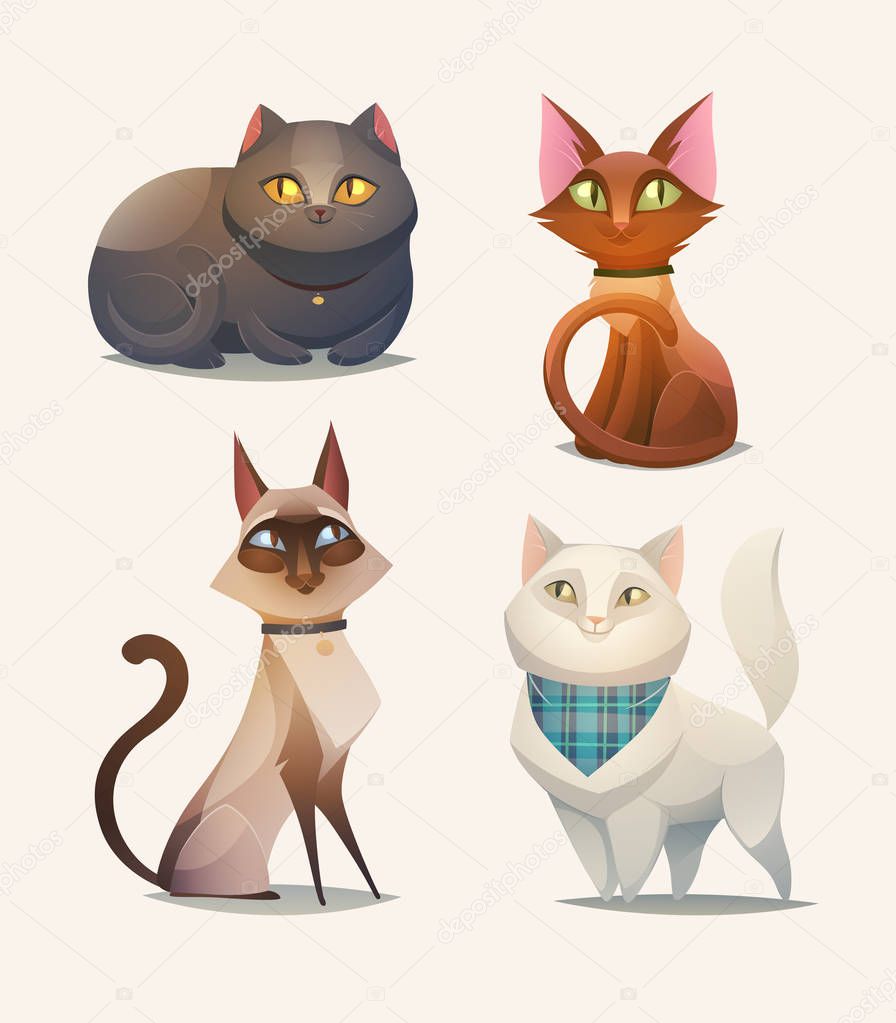 Cat characters. Cartoon vector illustration.