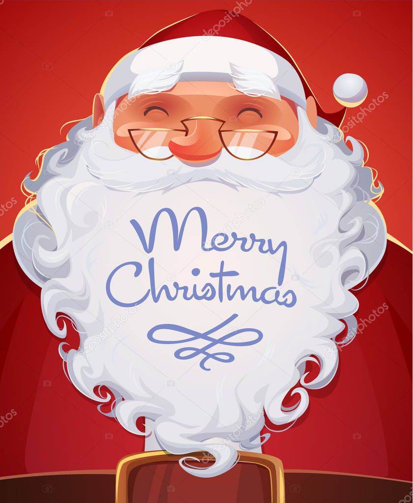 Santa Claus portrait. Christmas card \ poster \ banner. Vector illustration.