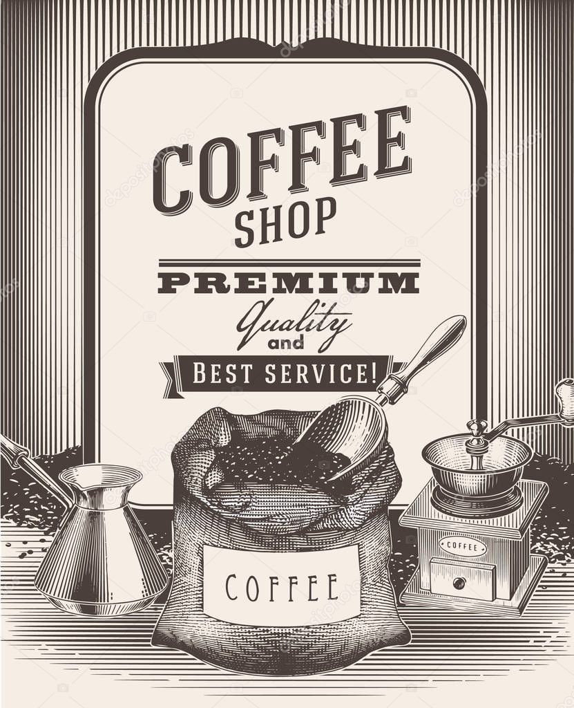 Coffee  Vintage pamphlet illustration 