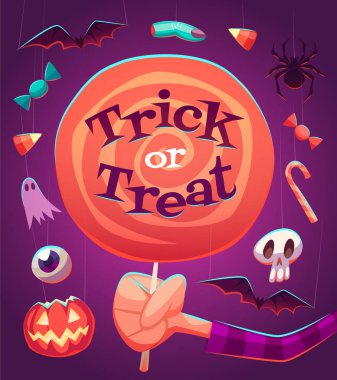 Büyük lolipop. Cadılar Bayramı poster \ arka plan \ kartı. Vektör çizim.