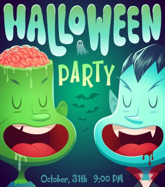 Vampir ağız. Cadılar Bayramı poster \ arka plan \ kartı. Vektör çizim.