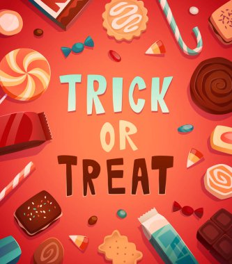 Büyük lolipop. Cadılar Bayramı poster \ arka plan \ kartı. Vektör çizim.