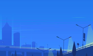 Gece cityscape. Vektör çizim.