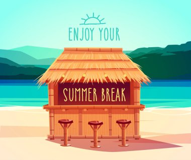 Tiki bar. Yaz kartı / poster / şablon. Vektör çizim.