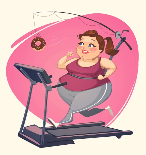 Fat Girl Running Vector Illustration — Stock Vector