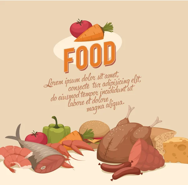 Potraviny Pozadí Vektorové Ilustrace — Stockový vektor