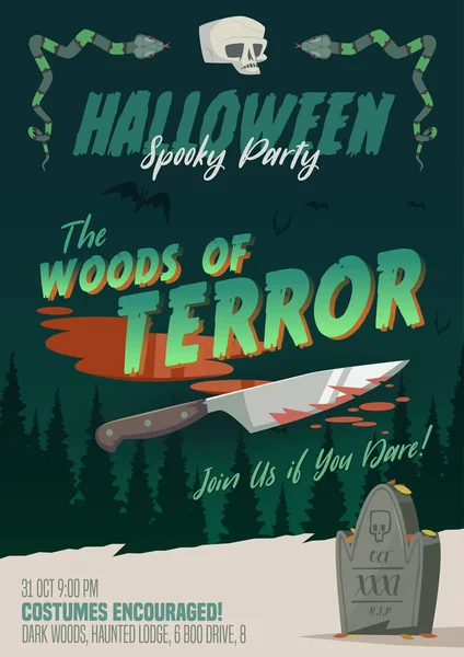 Scary Halloween Party Invitación Tarjeta Fondo Ilustración Vectorial — Archivo Imágenes Vectoriales